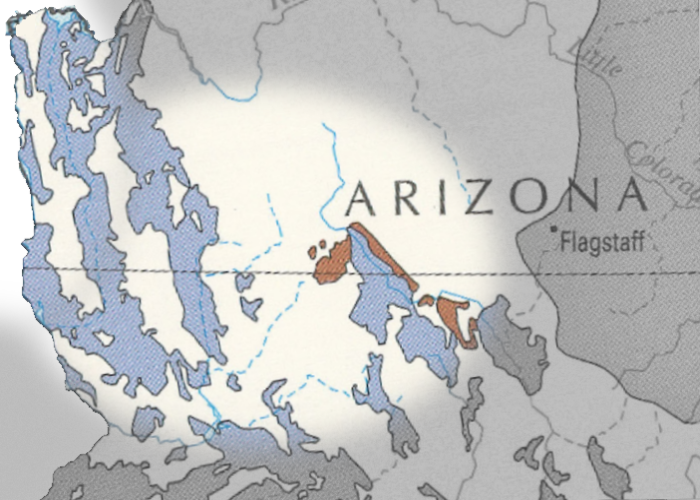 an aquifer map of Northwest Arizona with Dirt Road Real Estate's range highlighted.