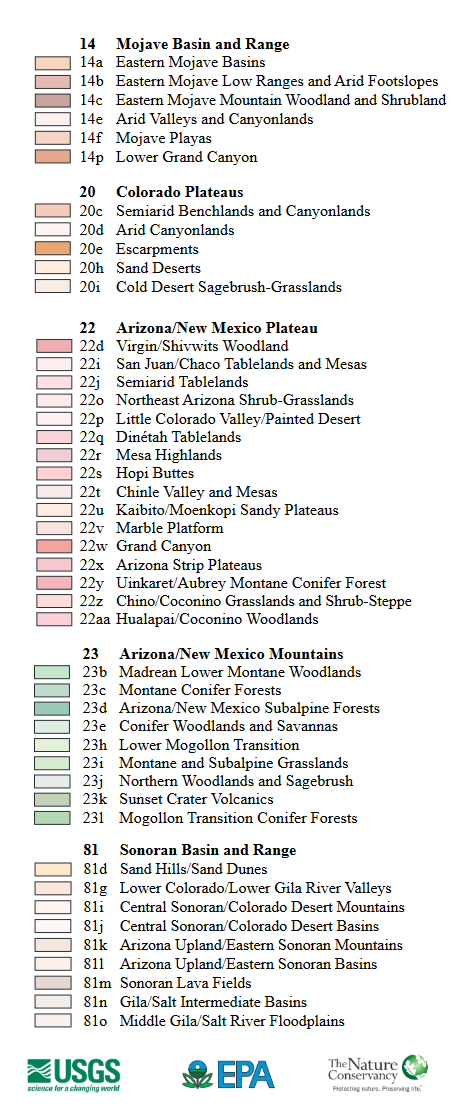 a color key for the biome map